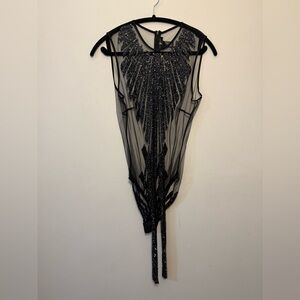 Agent Provocateur Glittering Black Sheer Bodysuit